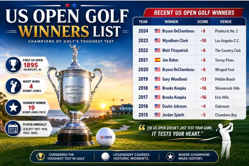 US Open Golf Winners